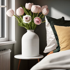 Matte Black Metal Vase for Dried Flowers and Modern Home Decor