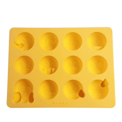 12 Emoticons Ice Mould Silicone Baking Mold Cake Candy Chocolate Sugar Ice Pastry Food Mold Funny Multifunction Kitchen Bar Tool Silicone Emoji Molds Flexible Molds Kitchen Accessories