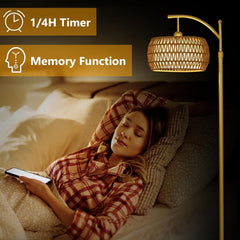 Gold Arc Floor Lamp with Remote and Stepless Dimmable LED Bulb