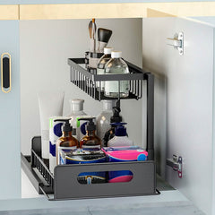 2-Tier Under Sink Organizer Pull Out Basket Storage
