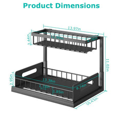 2-Tier Under Sink Organizer Pull Out Basket Storage
