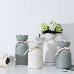 European Ribbon Ceramic Vase for Dining Table and Home Decoration