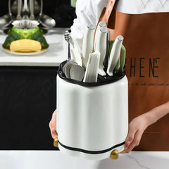 360 Degree Rotating Knife Holder with Large Capacity Kitchen Storage Rack