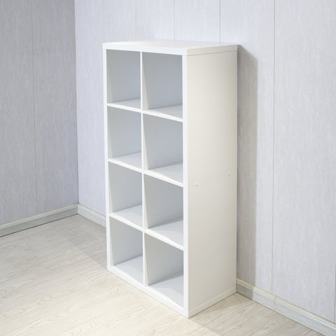 White 8-Cube Organizer Bookcase Storage Shelves for Home and Office