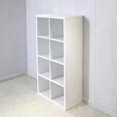 White 8-Cube Organizer Bookcase Storage Shelves for Home and Office