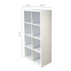 White 8-Cube Organizer Bookcase Storage Shelves for Home and Office