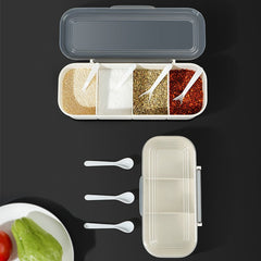 Japanese Minimalist Seasoning Box with Lid Multi Grid Kitchen Organizer