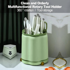 360 Degree Rotating Knife Holder with Large Capacity Kitchen Storage Rack