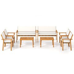 4 Piece Patio Furniture Set with Coffee Table for Backyard and Garden-White