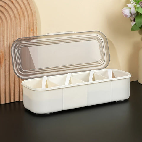 Japanese Minimalist Seasoning Box with Lid Multi Grid Kitchen Organizer