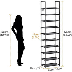 Simple Storage Cabinet Single Row Shoe Rack Black Entrance With Hook
