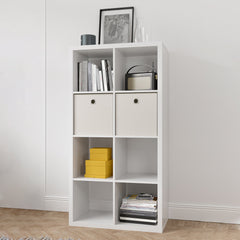 White 8-Cube Organizer Bookcase Storage Shelves for Home and Office