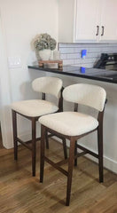 ACTU Bar Stools Set of 2, 30” Upholstered Bar Height Stools, Solid Wood, Mid-Century Modern