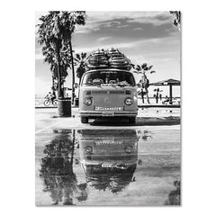 Black White Seaside Surfing Canvas Wall Poster Modern Frameless Art