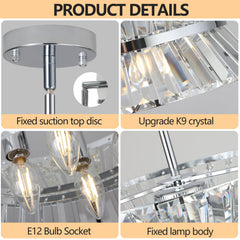 Modern Round Crystal Chandelier Luxury Ceiling Light for Living Room Decor