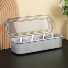 Japanese Minimalist Seasoning Box with Lid Multi Grid Kitchen Organizer