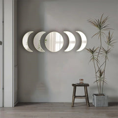 5PCS Moon Phase Acrylic Mirror Wall Stickers for Bedroom Living Room