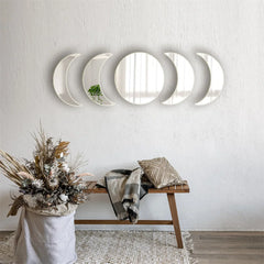 5PCS Moon Phase Acrylic Mirror Wall Stickers for Bedroom Living Room