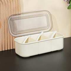 Japanese Minimalist Seasoning Box with Lid Multi Grid Kitchen Organizer