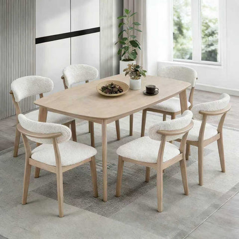 ACTU Scandinavian Dining Table Set with Upholstered Chairs for Small Spaces (Seats 4–6)