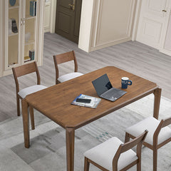 ACTU 59” Solid Wood Mid-Century Modern Dining Table Set for Small Spaces (Seats 4–6)