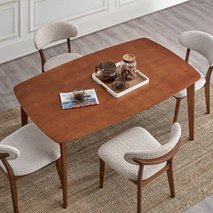 ACTU Scandinavian Dining Table Set with Upholstered Chairs for Small Spaces (Seats 4–6)