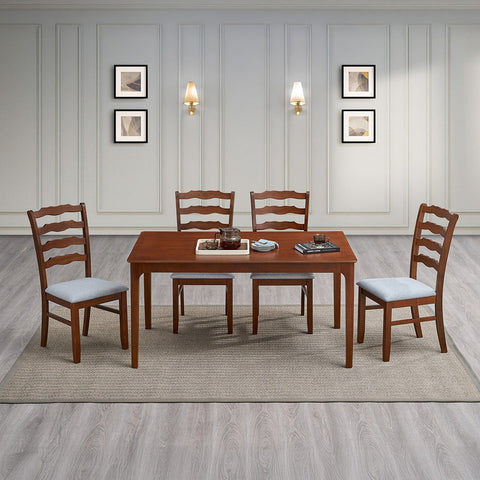 ACTU Farmhouse Dining Table Set with Upholstered Chairs for 4–6