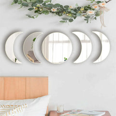 5PCS Moon Phase Acrylic Mirror Wall Stickers for Bedroom Living Room