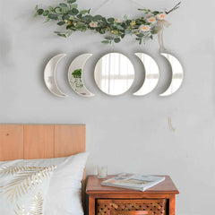 5PCS Moon Phase Acrylic Mirror Wall Stickers for Bedroom Living Room
