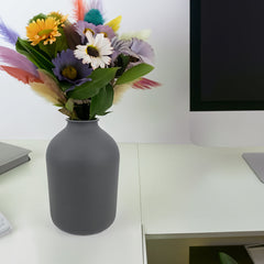 Matte Black Metal Vase for Dried Flowers and Modern Home Decor