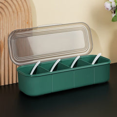 Japanese Minimalist Seasoning Box with Lid Multi Grid Kitchen Organizer