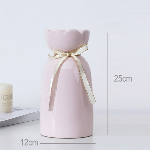 European Ribbon Ceramic Vase for Dining Table and Home Decoration