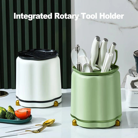 360 Degree Rotating Knife Holder with Large Capacity Kitchen Storage Rack
