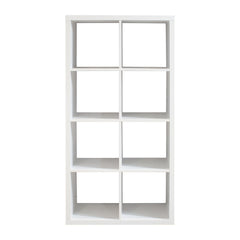 White 8-Cube Organizer Bookcase Storage Shelves for Home and Office