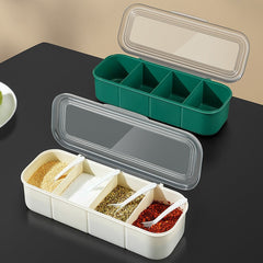 Japanese Minimalist Seasoning Box with Lid Multi Grid Kitchen Organizer