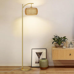 Gold Arc Floor Lamp with Remote and Stepless Dimmable LED Bulb