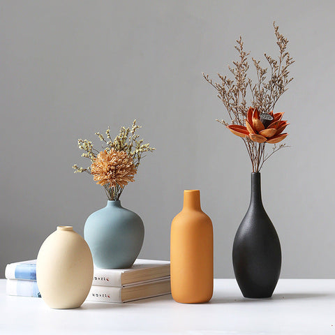 Modern Ceramic Vase Set Three Piece Floral Decor for Living Room