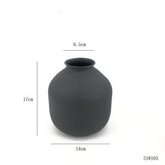 Matte Black Metal Vase for Dried Flowers and Modern Home Decor