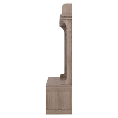 Oak Hall Tree Storage Desk with Drawers Hooks and Display Rack