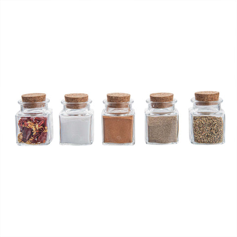 Clear Glass Herb Storage Jars with Cork Lids 10 Piece Set