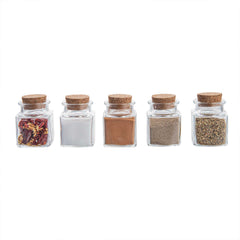 Clear Glass Herb Storage Jars with Cork Lids 10 Piece Set