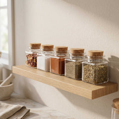Clear Glass Herb Storage Jars with Cork Lids 10 Piece Set