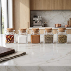 Clear Glass Herb Storage Jars with Cork Lids 10 Piece Set