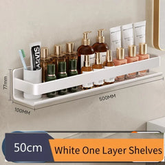 Wall Mounted Bathroom Shelf Spice Rack Shampoo and Kitchen Organizer