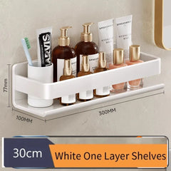 Wall Mounted Bathroom Shelf Spice Rack Shampoo and Kitchen Organizer