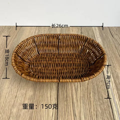 Handwoven Rattan Fruit Basket Storage Box for Tabletop Home Organization