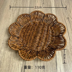 Handwoven Rattan Fruit Basket Storage Box for Tabletop Home Organization