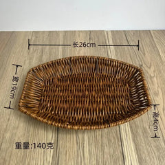 Handwoven Rattan Fruit Basket Storage Box for Tabletop Home Organization