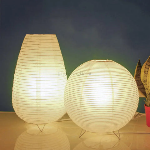 Nordic Paper Lantern Table Lamp Japanese Style LED Bedside Night Light