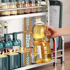 Stainless Steel Kitchen Storage Rack with Spice Jar and Knife Holder